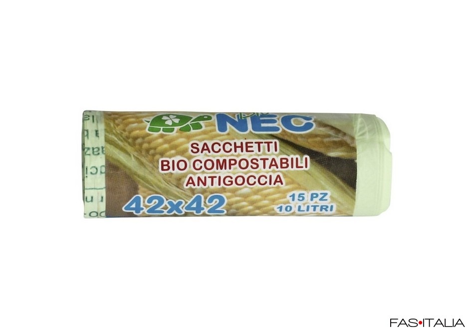 Sacchetto biocompostabile da 10 lt per cestini conf. 15 pz